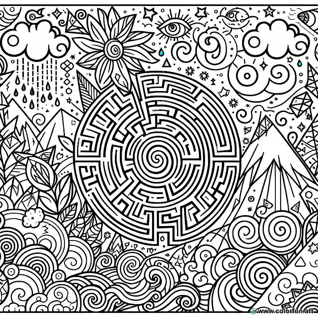 Complicated relaxing coloring page