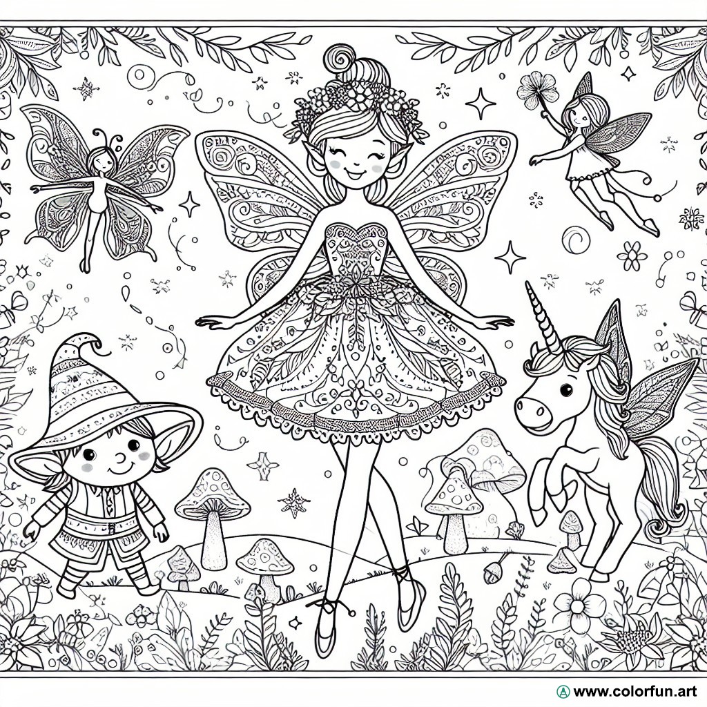 Tinkerbell and her friends coloring page