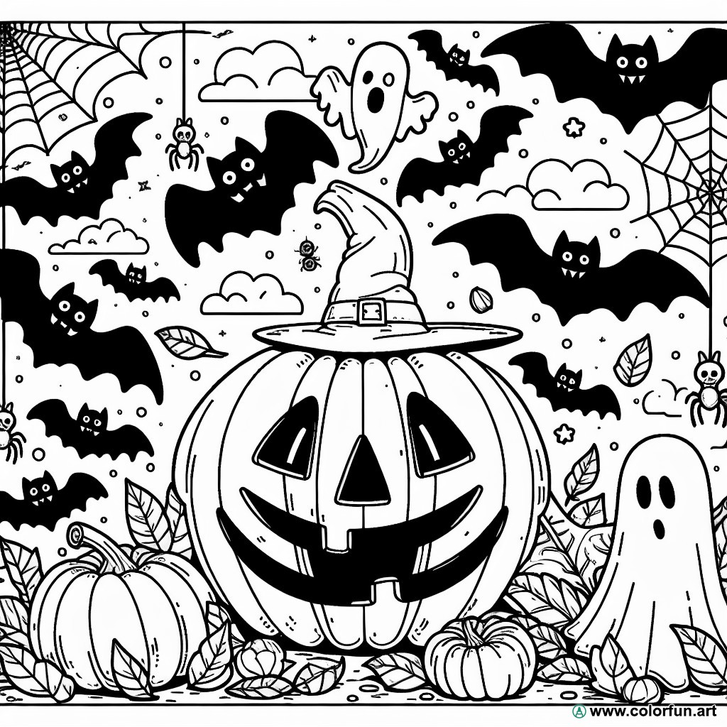 artistic adult Halloween coloring page