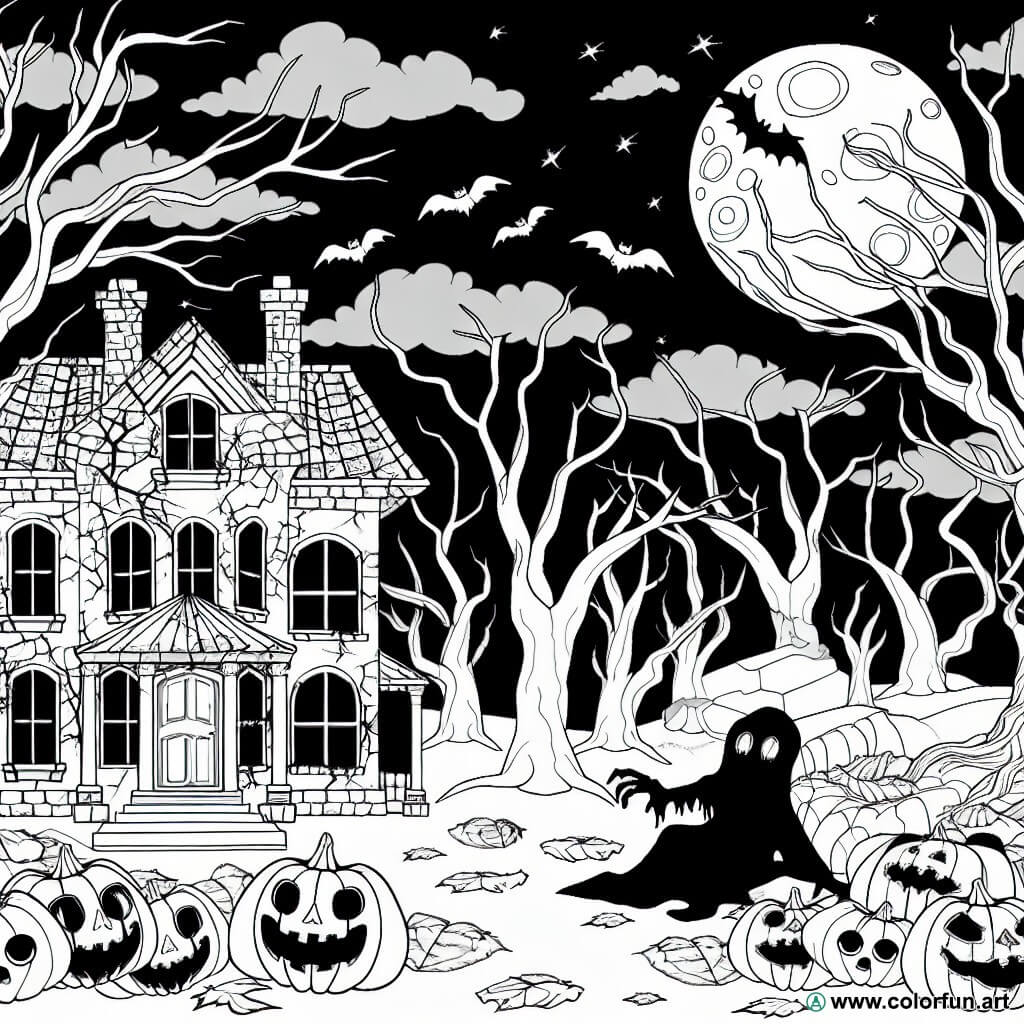 coloring page scary adult halloween