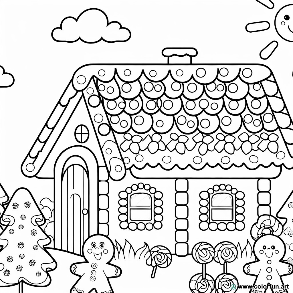 coloring page gingerbread house