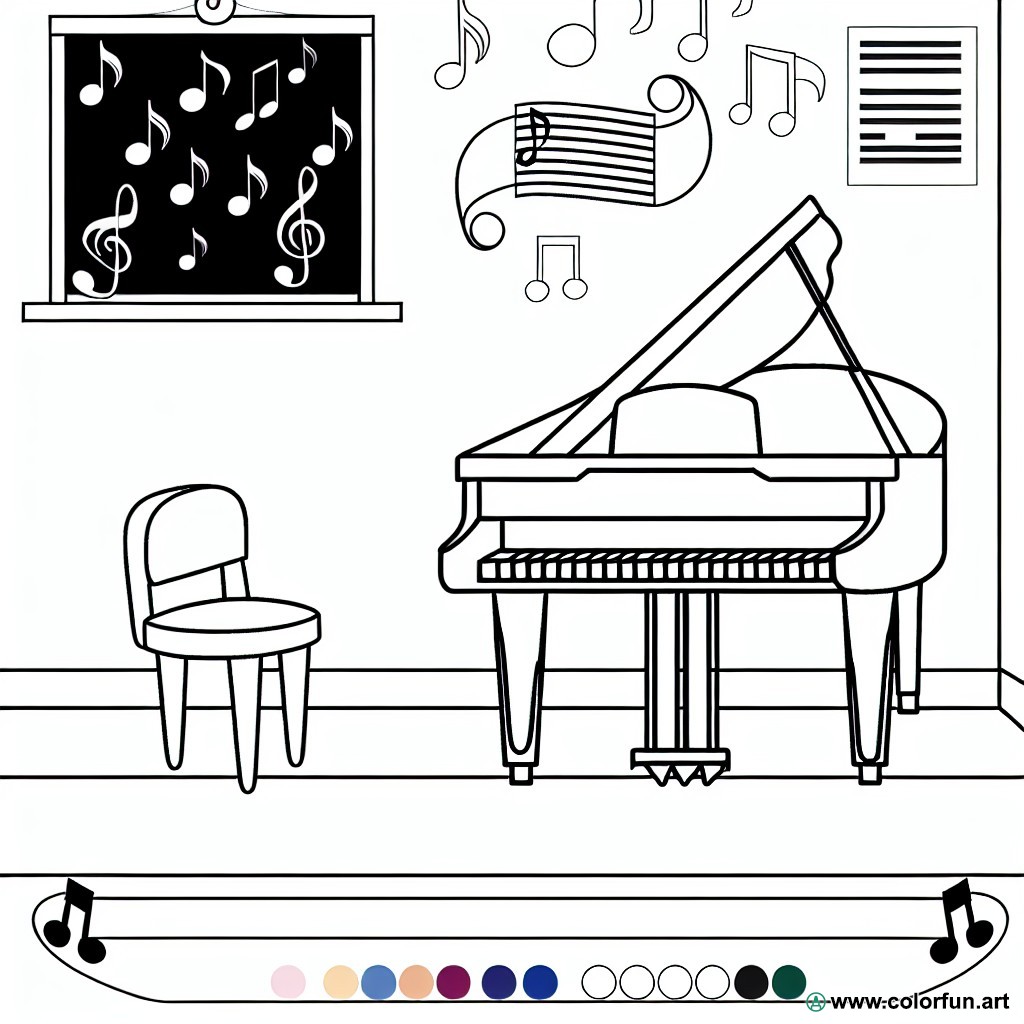 coloring page music piano