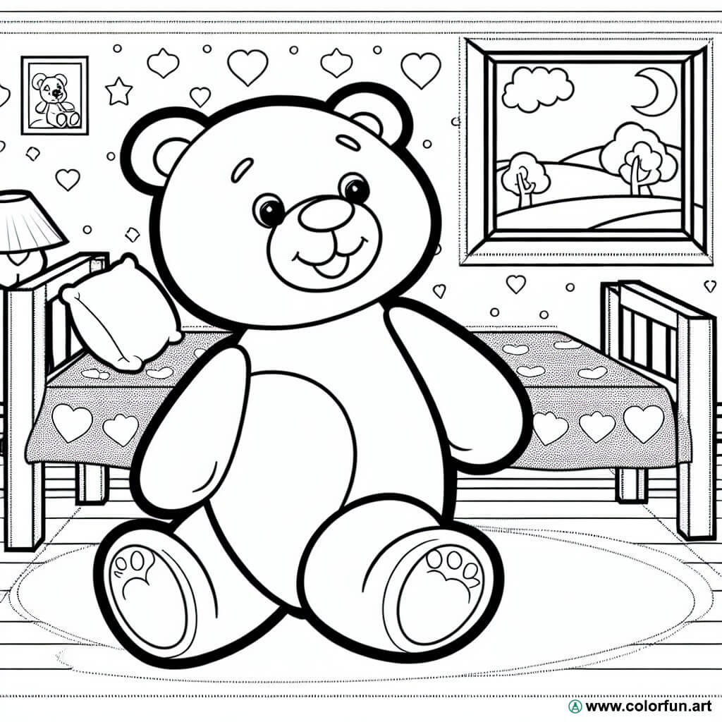 coloring page cuddly teddy bear