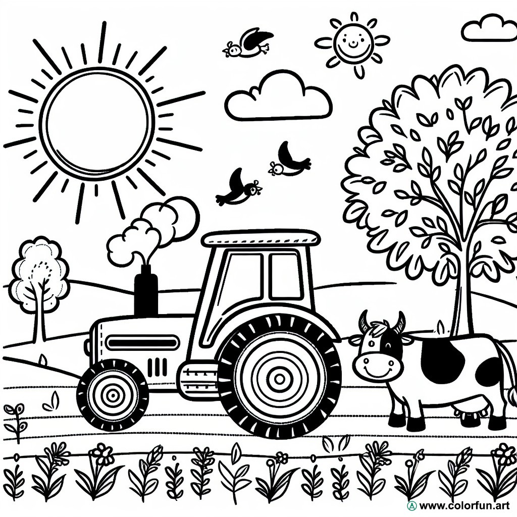 coloring page tractor 2 years