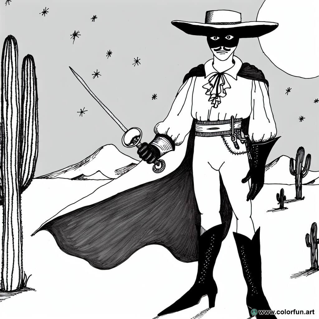 coloring page zorro for adults