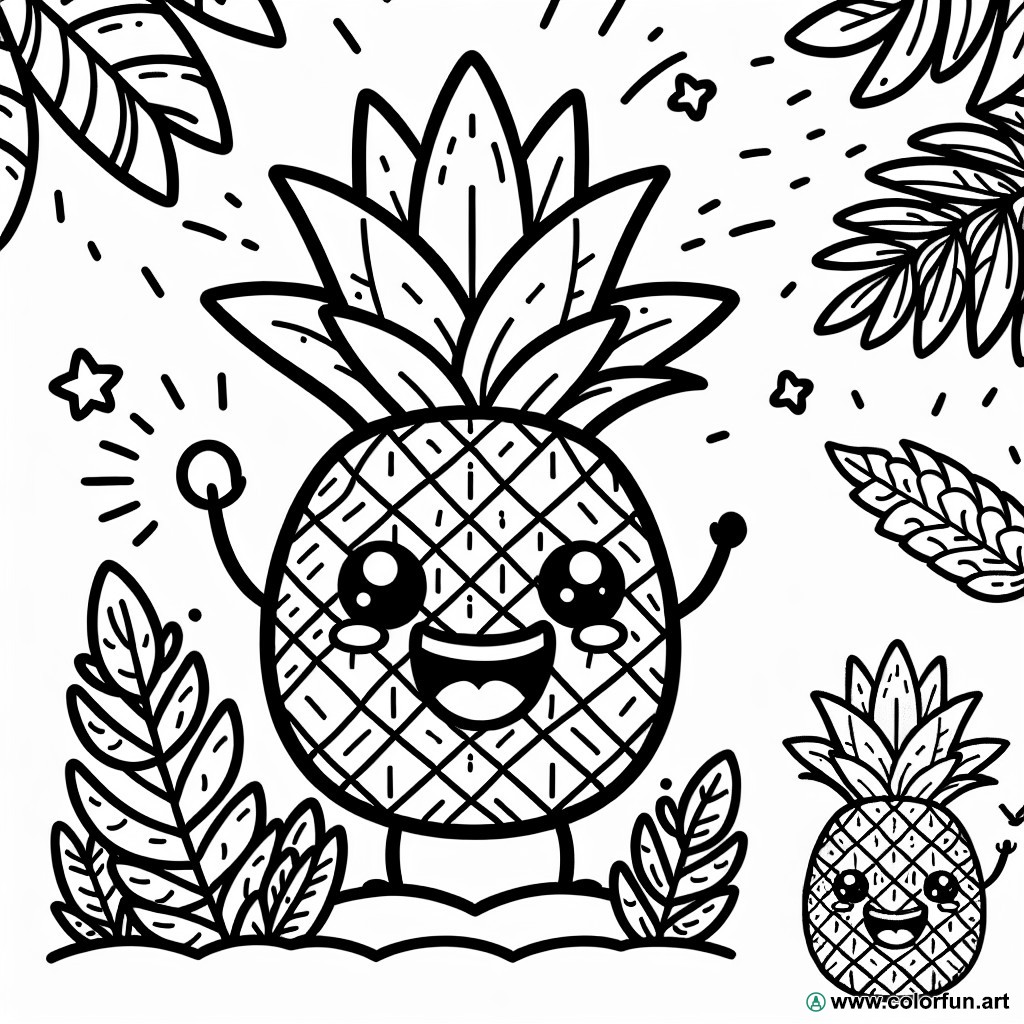 funny pineapple coloring page