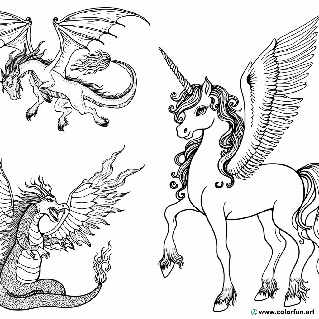 coloring page mythical creatures