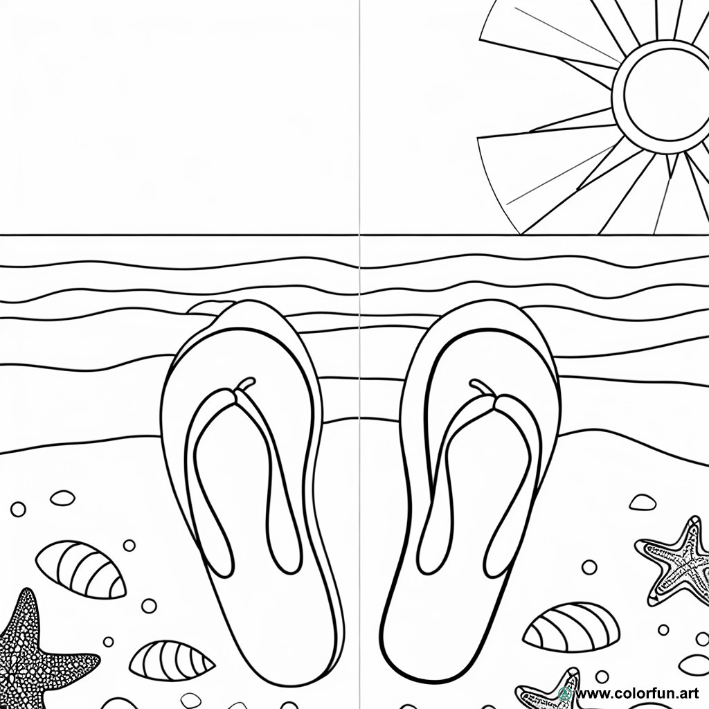 Coloring page summer flip-flop