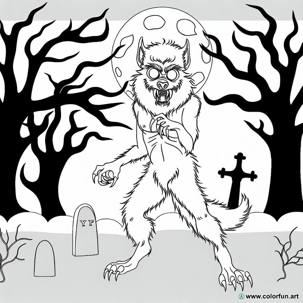 coloring page werewolf halloween
