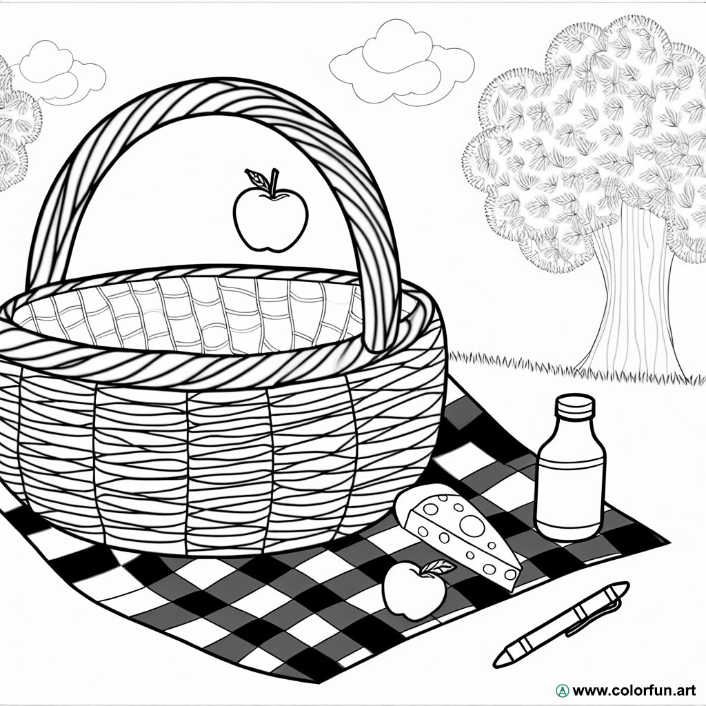 coloring page picnic basket