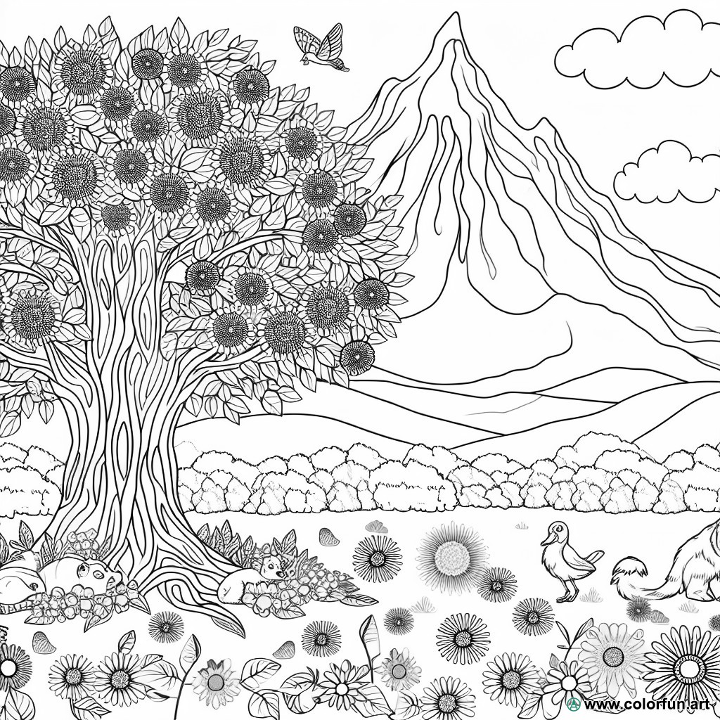 realistic landscape coloring page