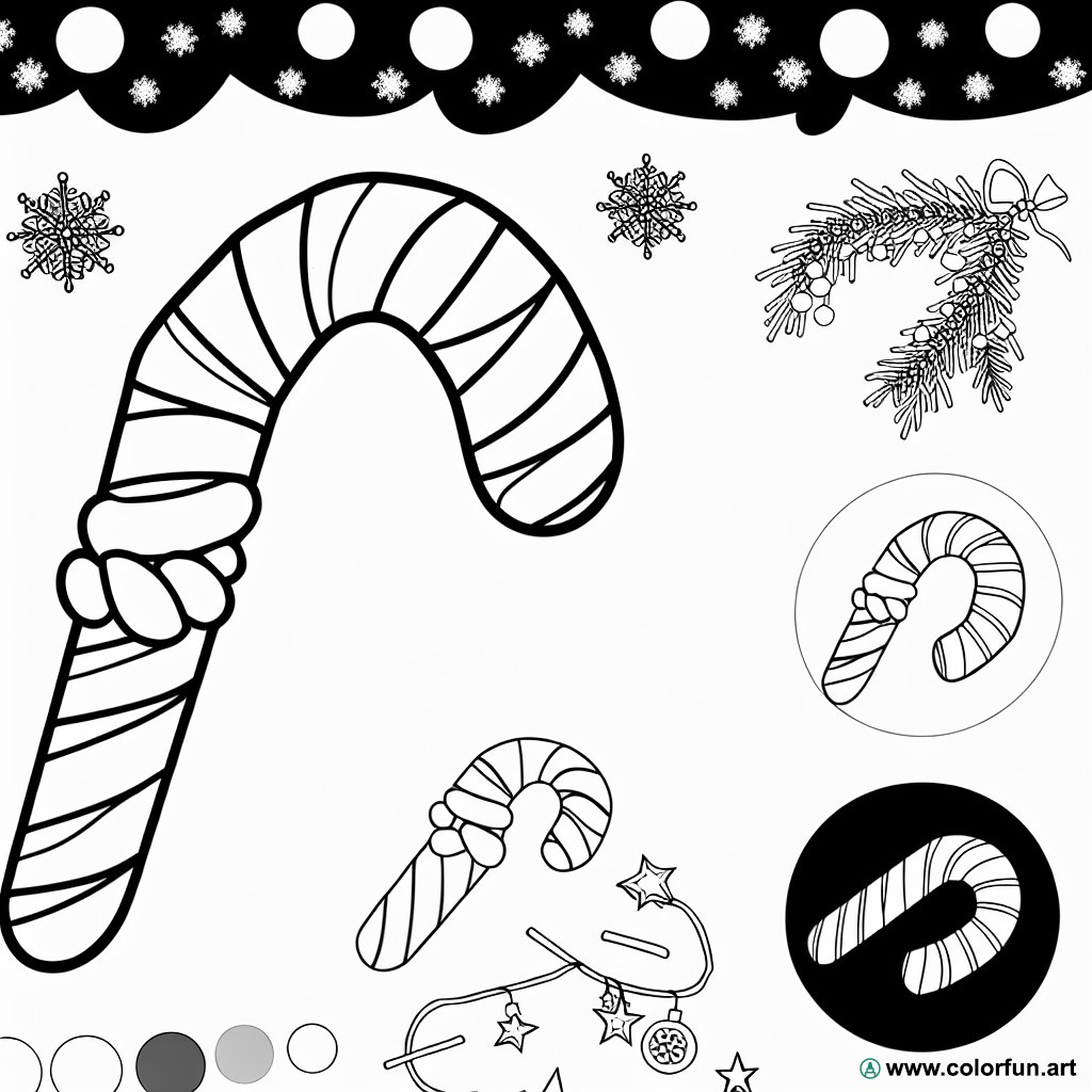 Traditional candy cane coloring page