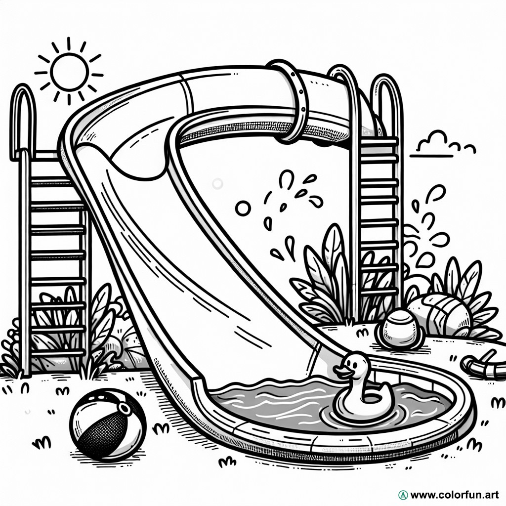 pool slide coloring page