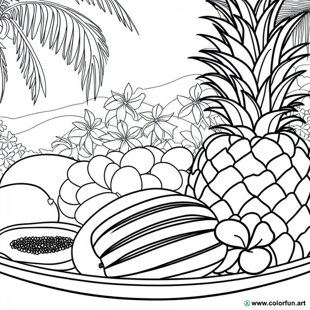 coloring page exotic foods