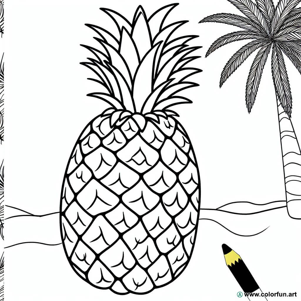 coloring page exotic pineapple