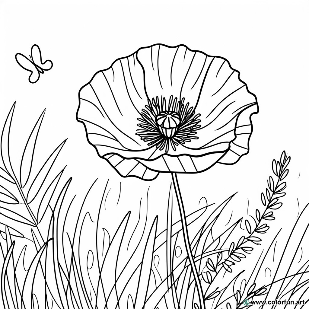 coloring page wild poppy