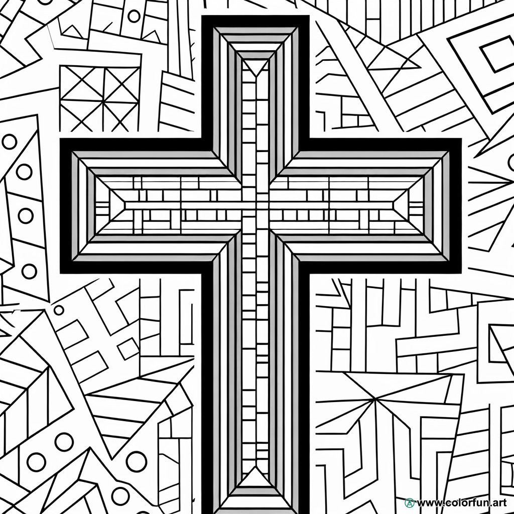 cross coloring page for adults