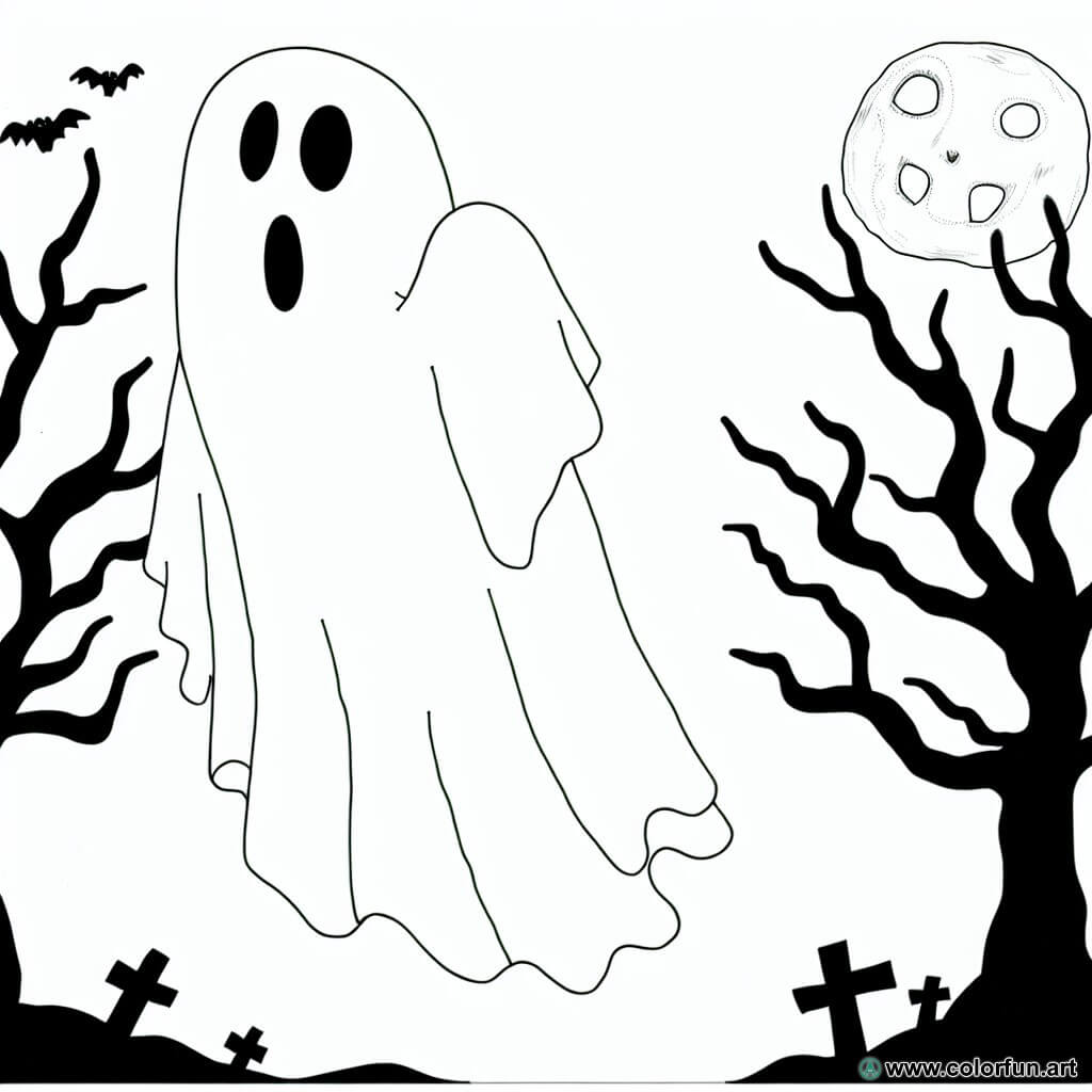 coloring page halloween scary ghost