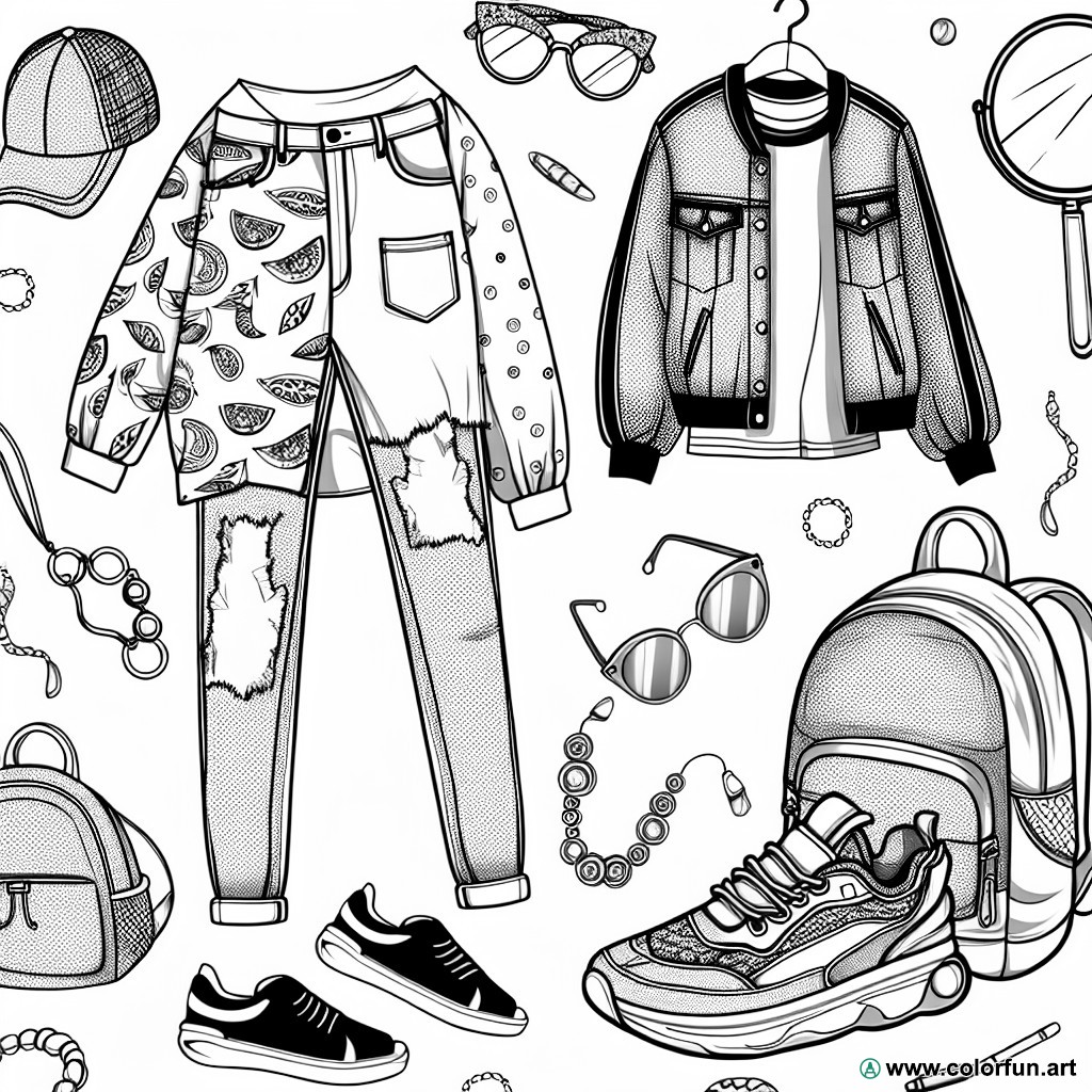trendy clothing coloring page