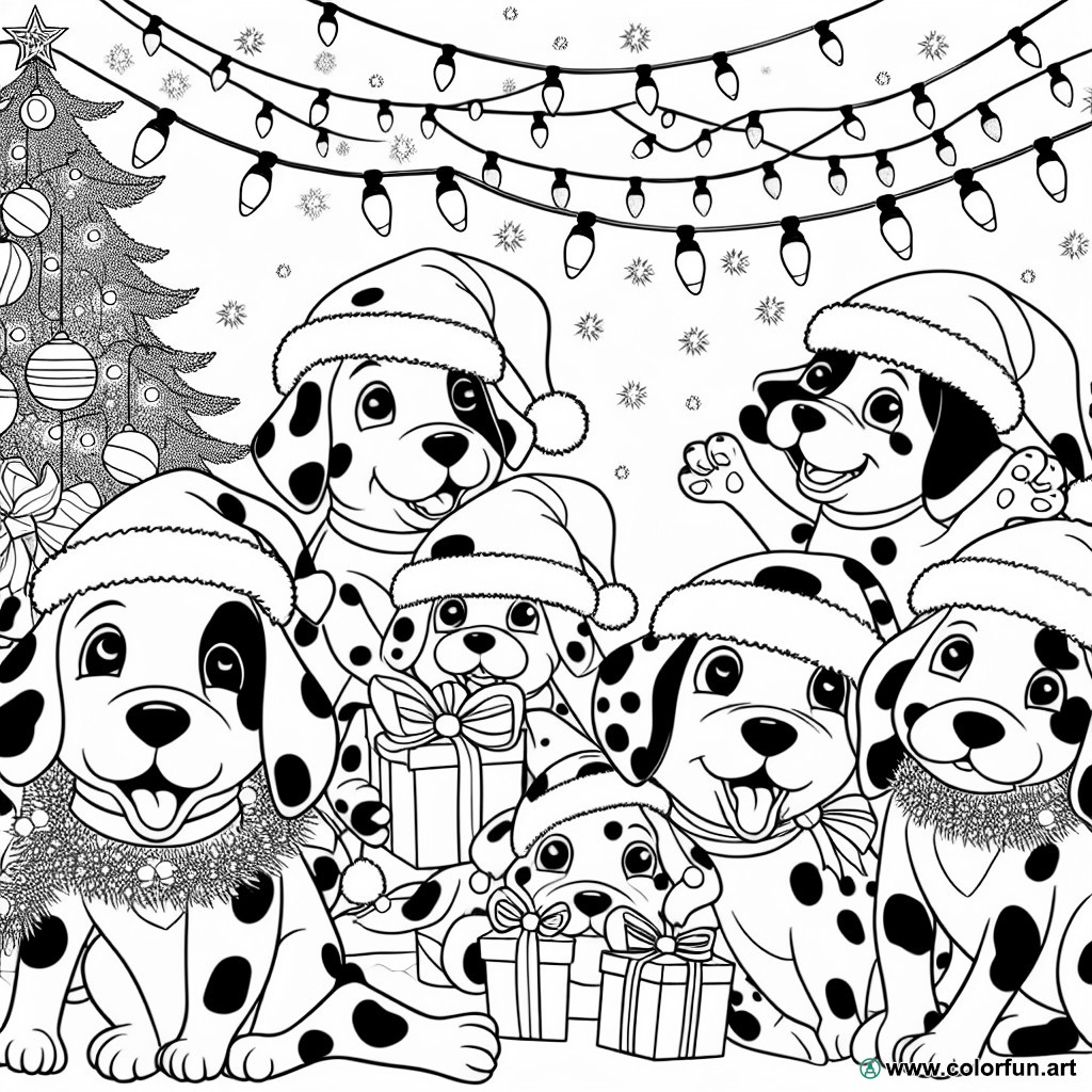 101 dalmatians christmas coloring page