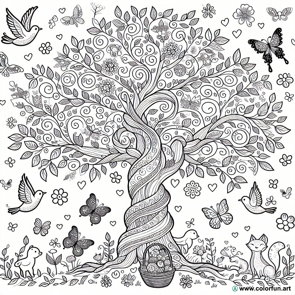 coloring page tree of life klimt