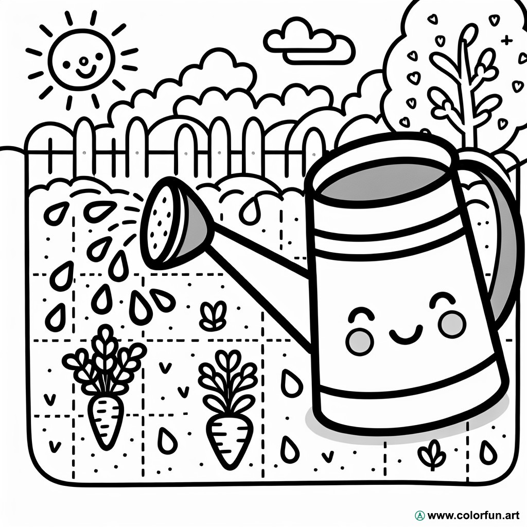 coloring page watering can garden