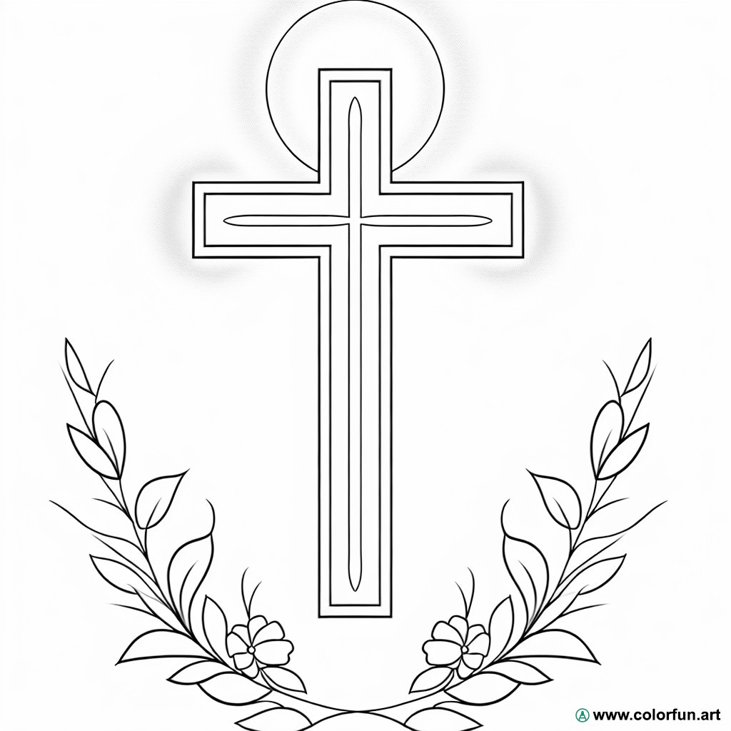 religious cross coloring page
