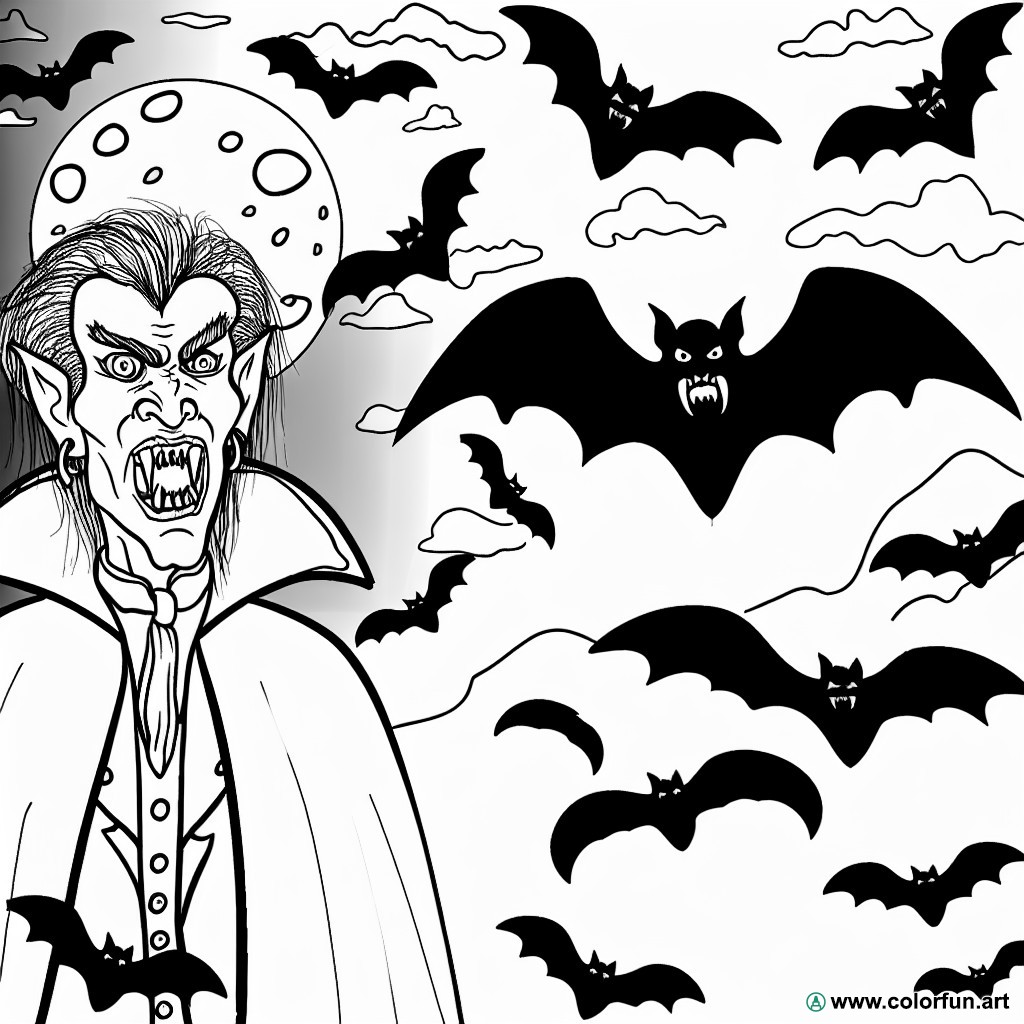 scary vampire Halloween coloring page