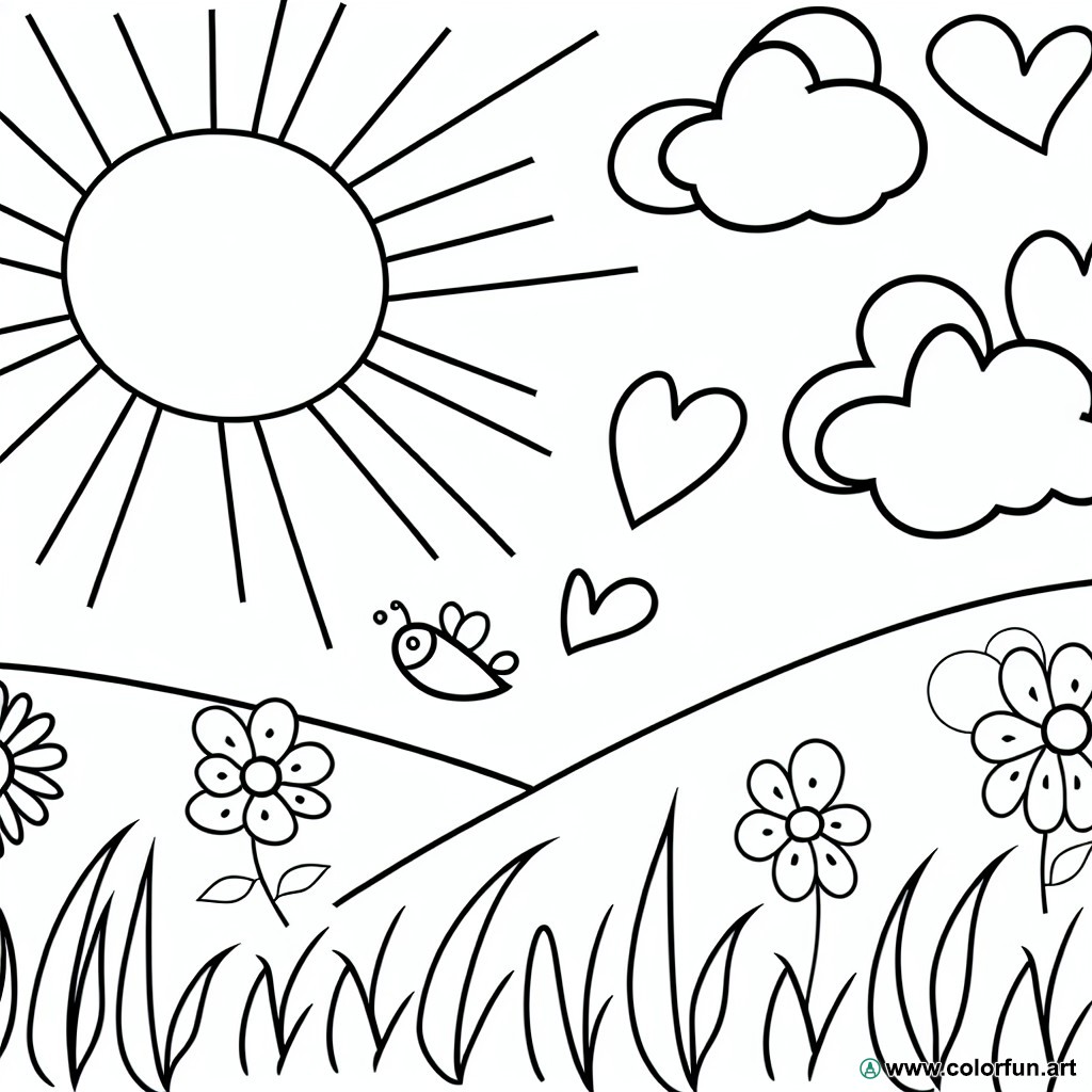 kindergarten sun coloring page