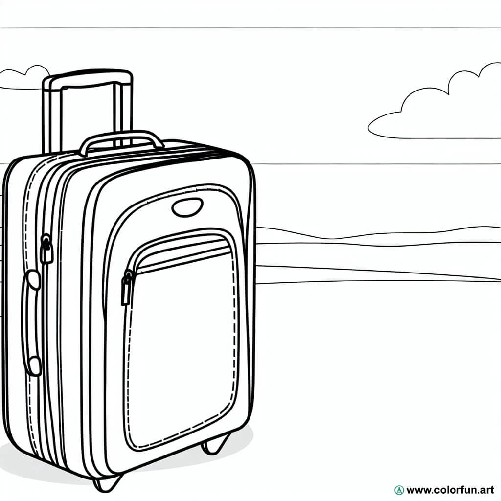 coloring page travel suitcase