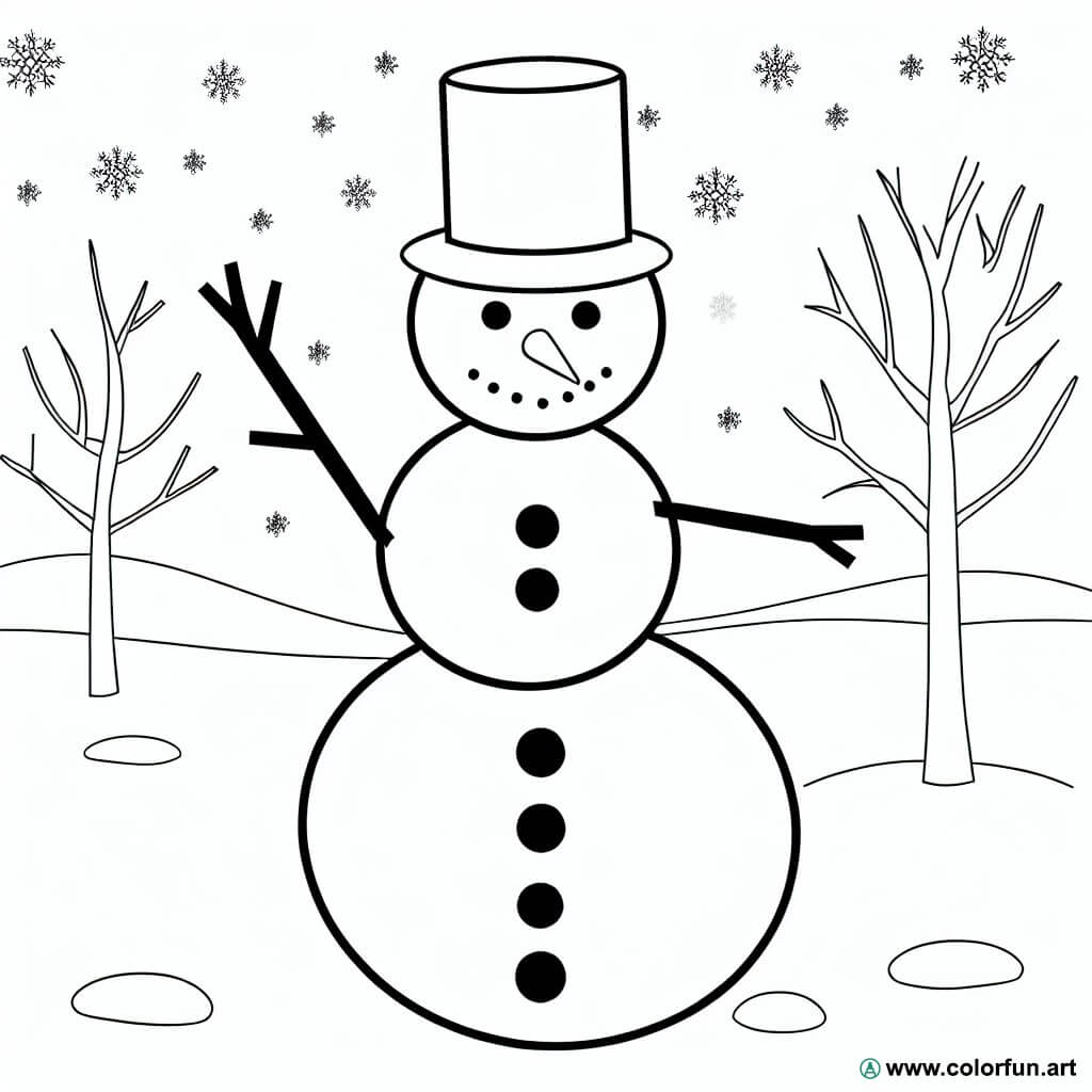 coloring page snowman winter