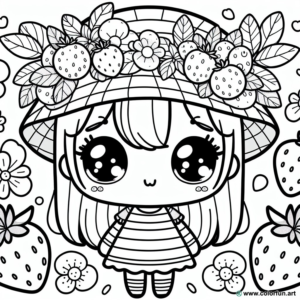 coloring page cute strawberry shortcake