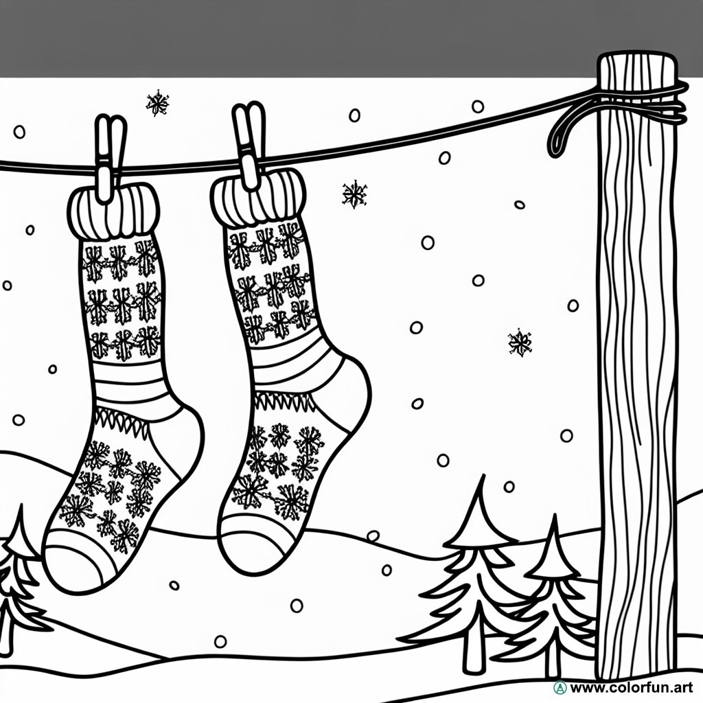 coloring page winter socks