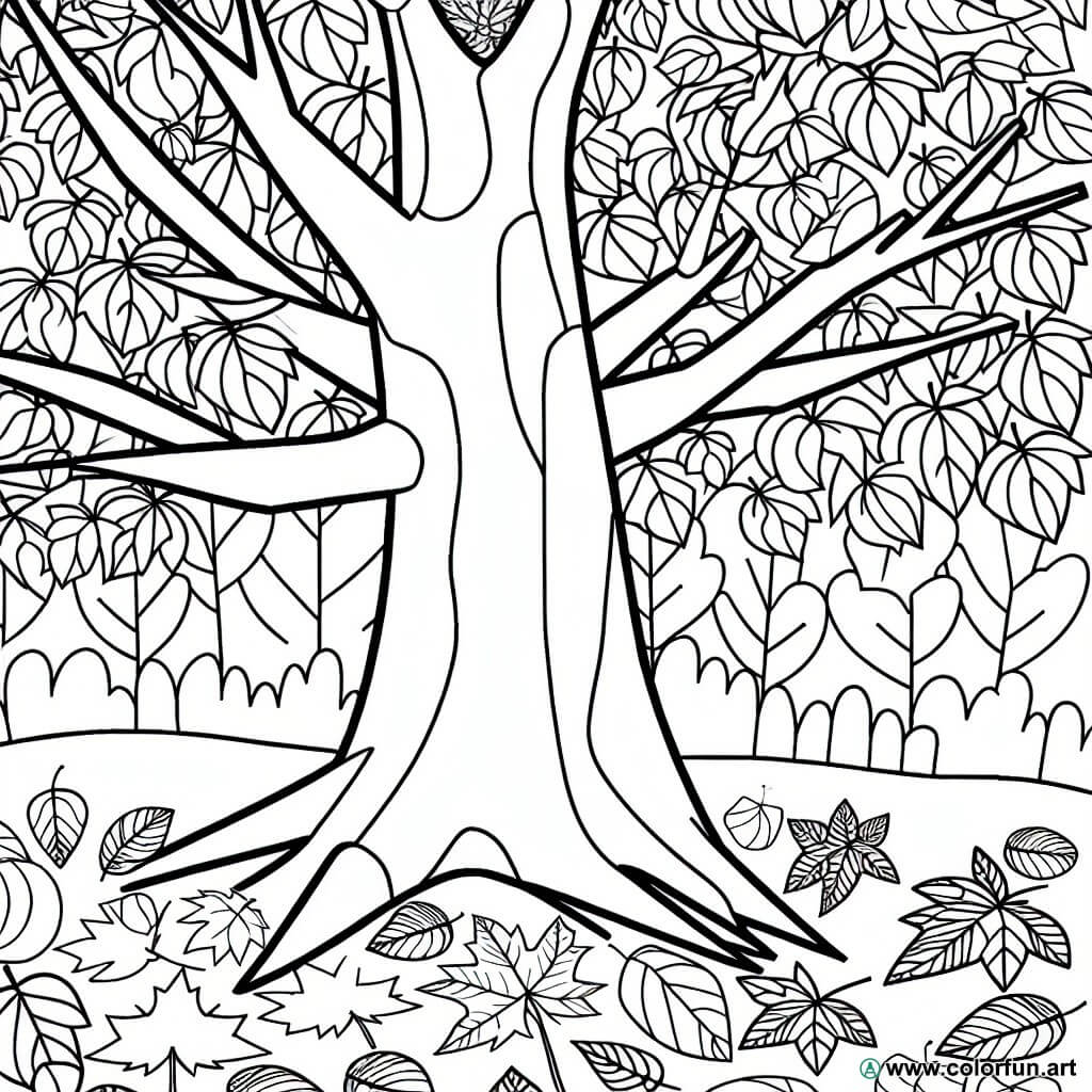 coloring page autumn leaves kindergarten