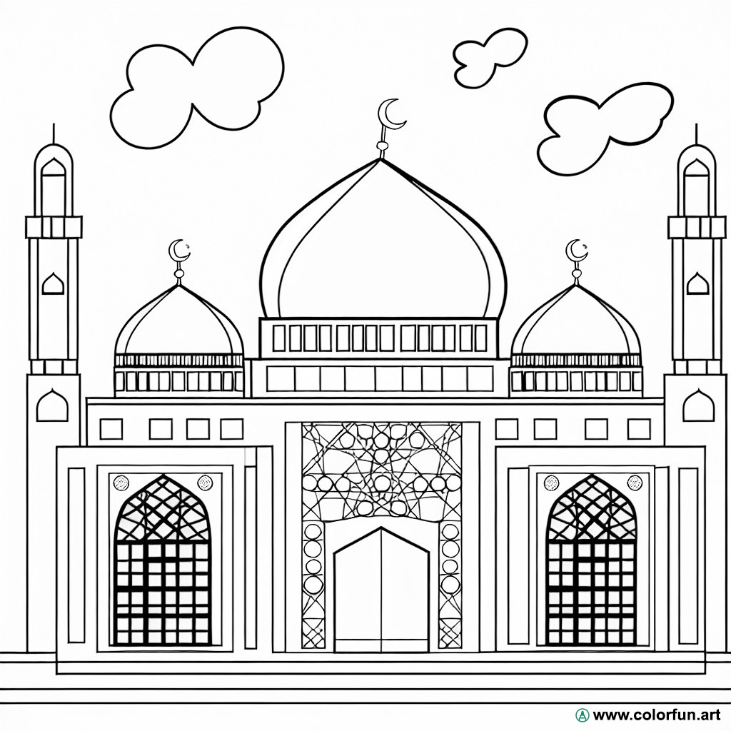 coloring page easy mosque