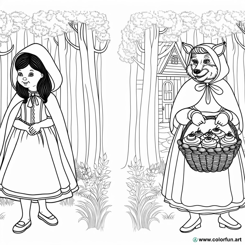 vintage little red riding hood coloring page