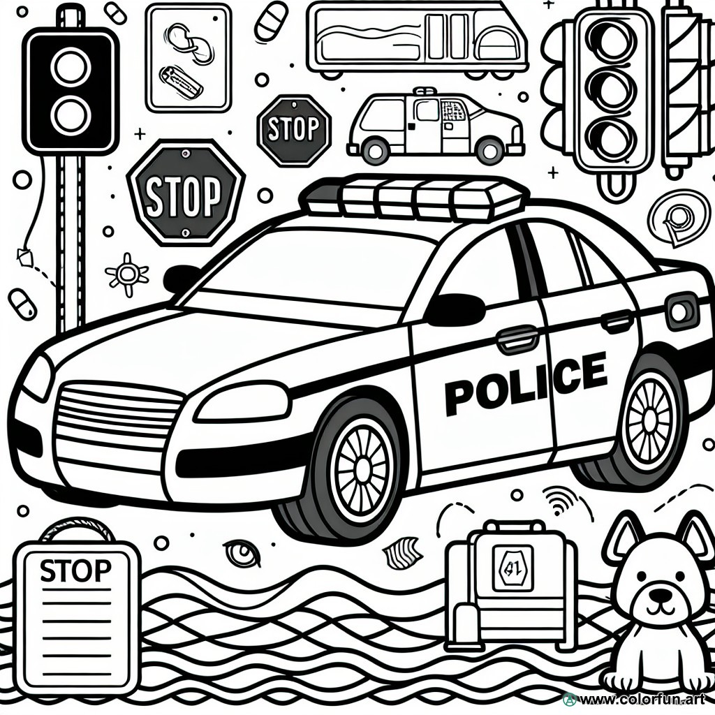 coloring page police car