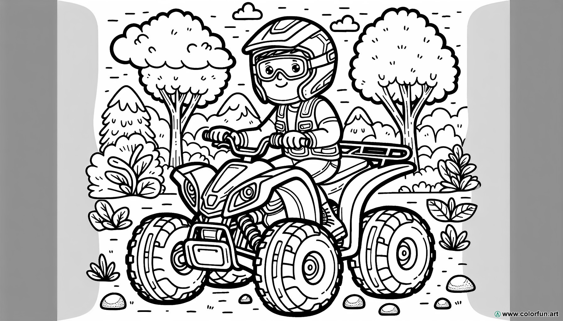 Quad rider coloring page