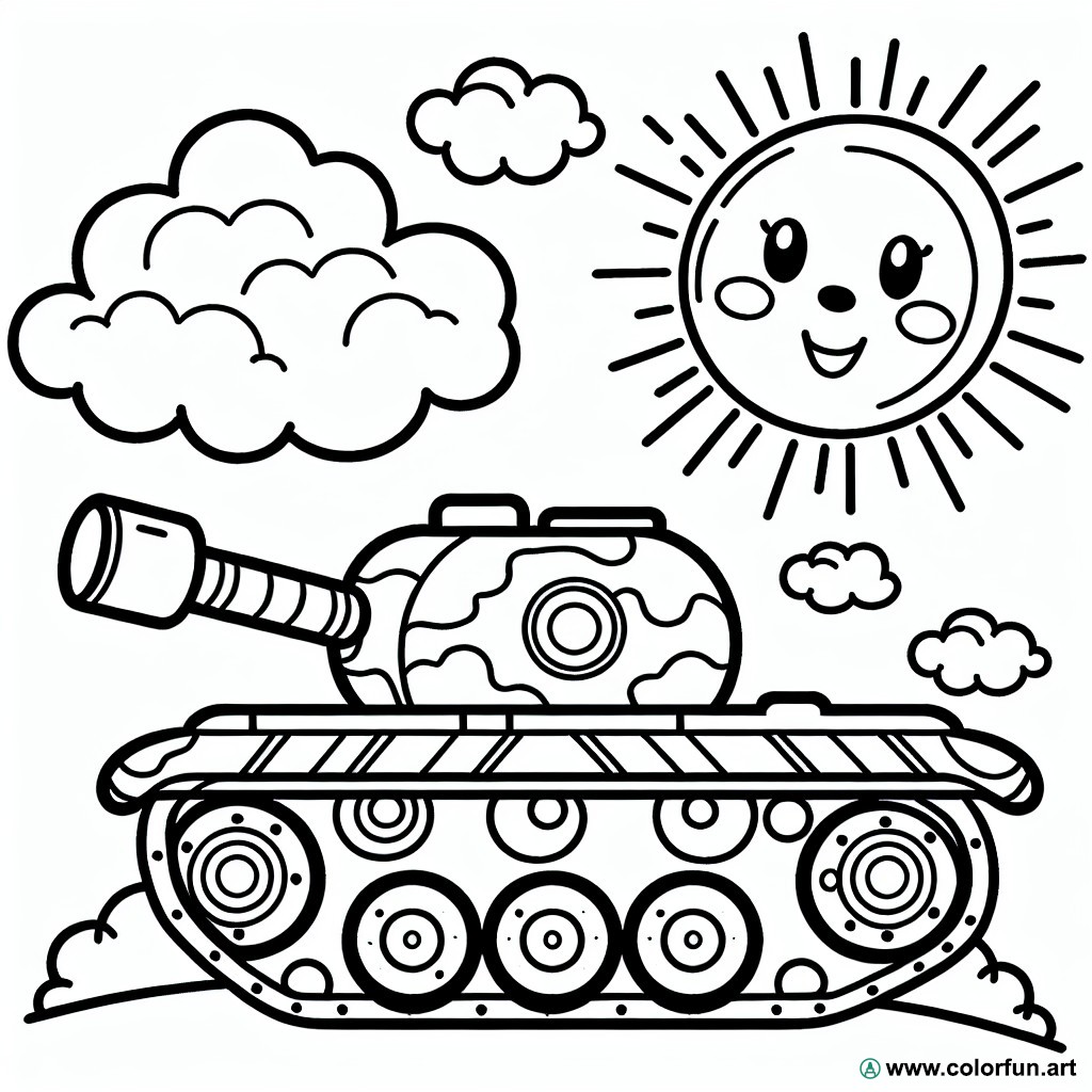 Easy tank coloring page