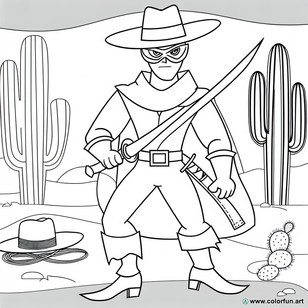 Zorro sword coloring page