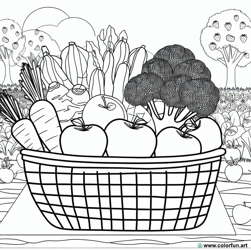 coloring page healthy foods