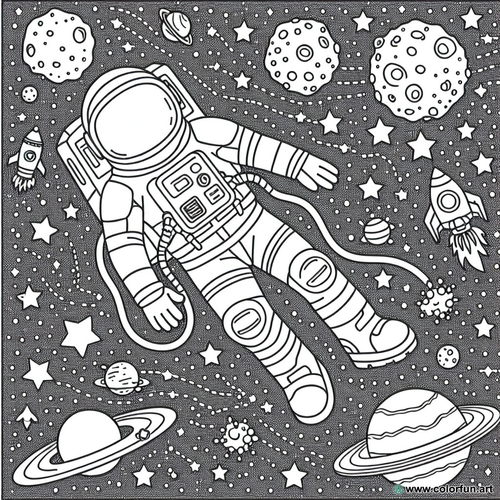 coloring page astronaut space