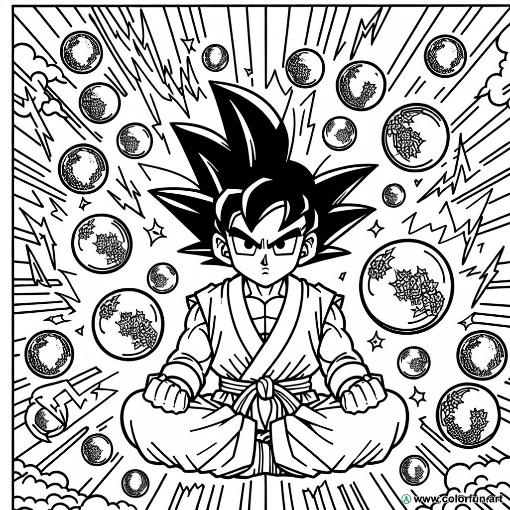Dragon Ball Z coloring page with template