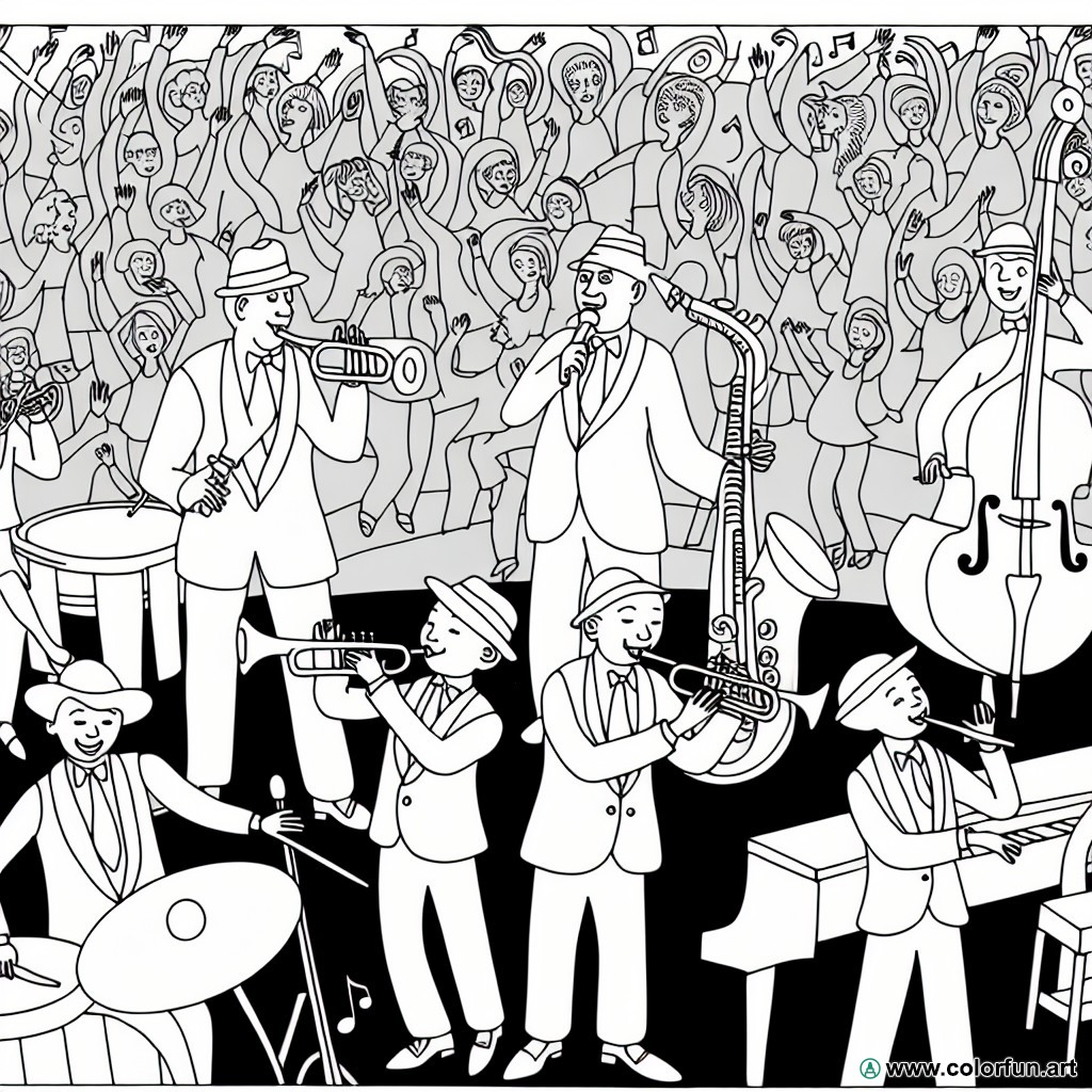 coloring page jazz music