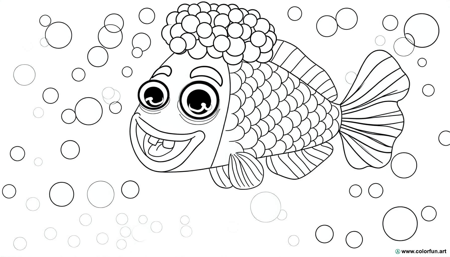 coloring page funny April fish