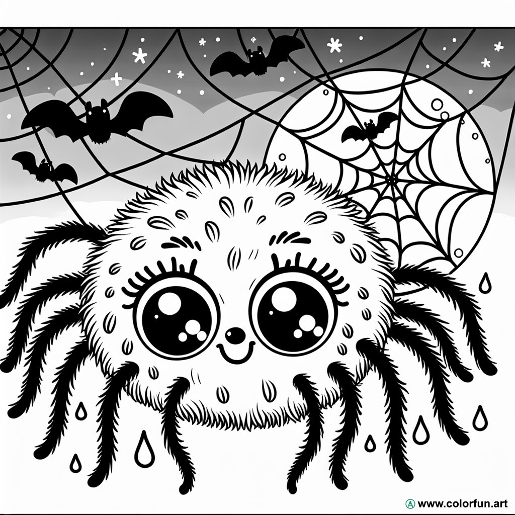 spider halloween scary easy coloring page
