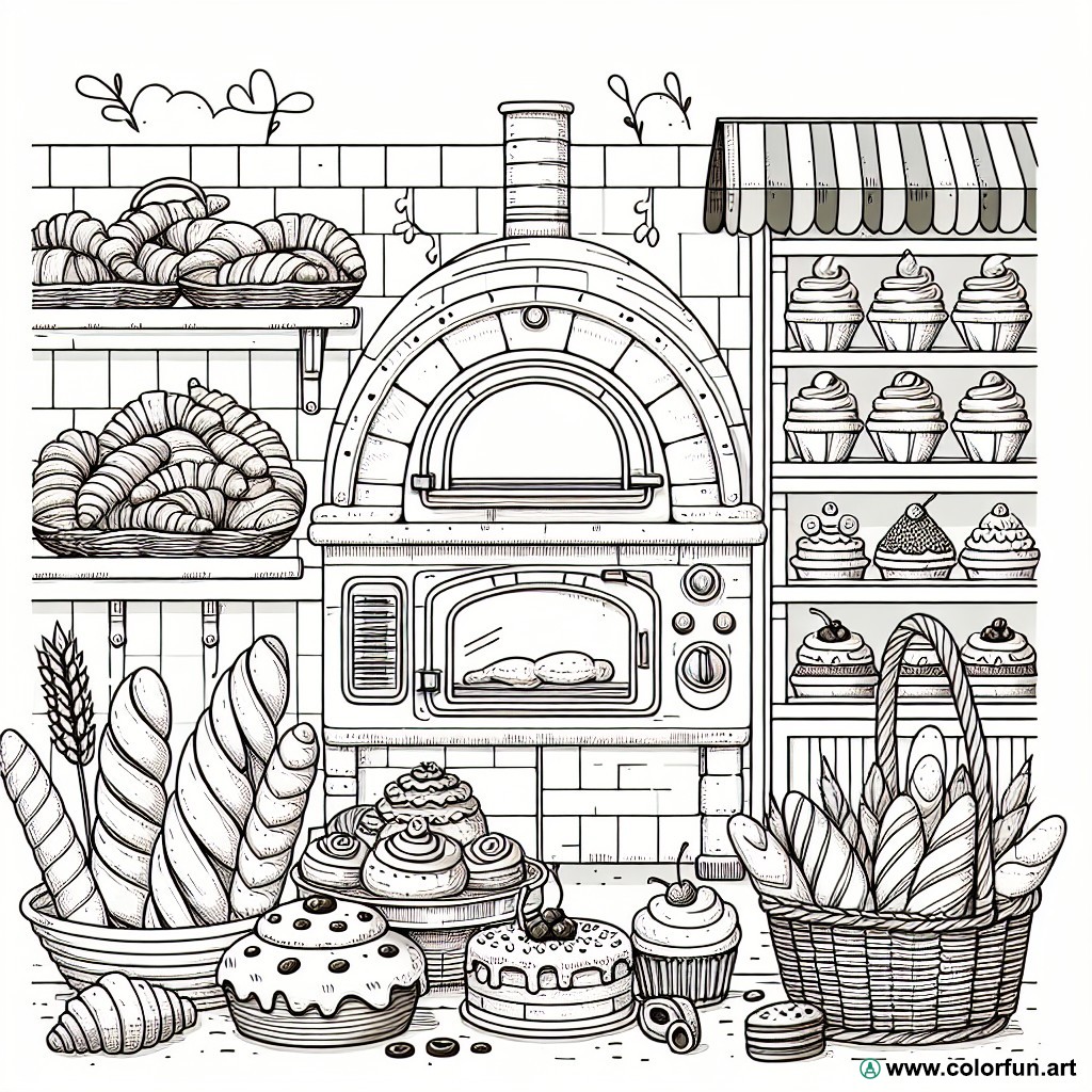 coloring page bakery pastry