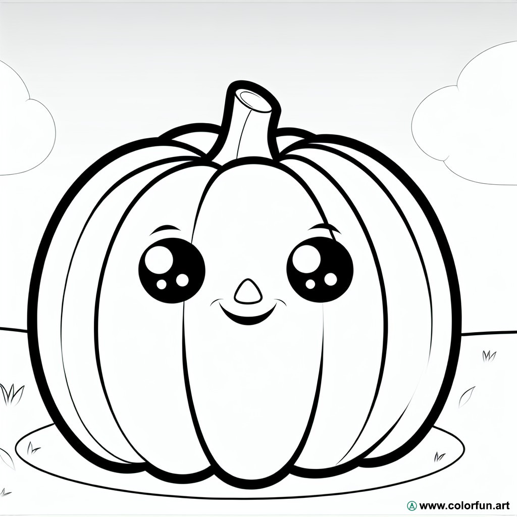 Coloring page cute pumpkin