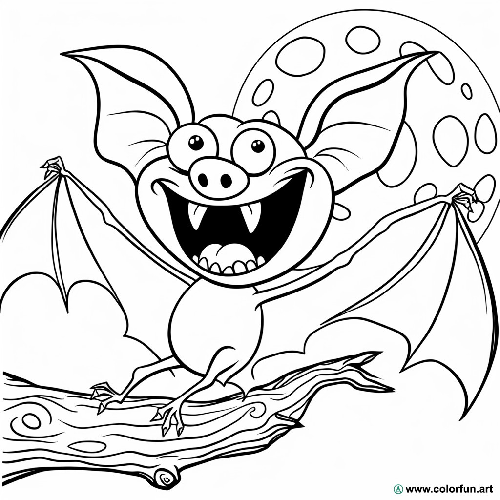 Funny Halloween bat coloring page