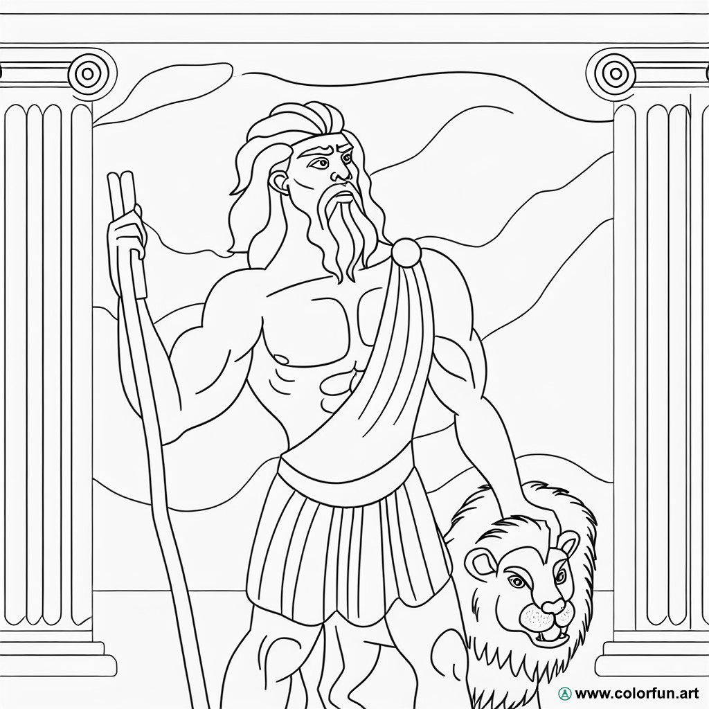 coloring page greek mythology hercules